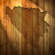 Bosnia and Herzegovina Map on lit Wooden Background