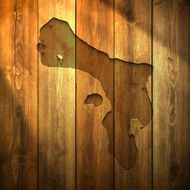 Bonaire Map on lit Wooden Background