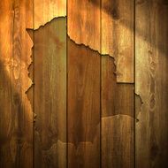 Bolivia Map on lit Wooden Background