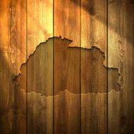 Bhutan Map on lit Wooden Background