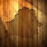 Belarus Map on lit Wooden Background