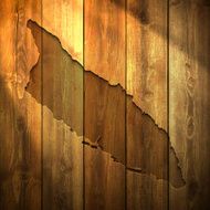 Aruba Map on lit Wooden Background