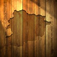 Andorra Map on lit Wooden Background