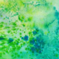 Bright green and blue hand painted splattered background
