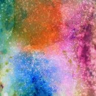 Colorful splatters and textures of paint in many colors