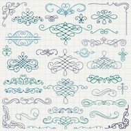 Vector Colorful Vintage Hand Drawn Swirls Collection