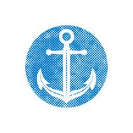 Anchor vector icon with pixel print halftone dots texture