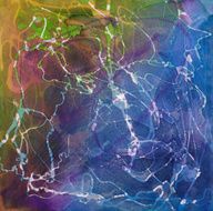 Multi-colored textured painting with vibrant colors