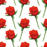 Watercolor seamless pattern with red roses