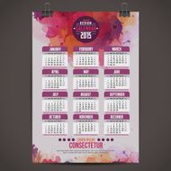 Calendar with watercolor paint 2015 design N4