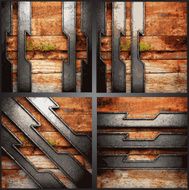 Vector wood and metal background set