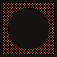 Orange polka dot patter on black paper with circle N2