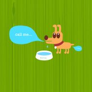 Complimentary canine speaks green wood illustration