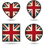 Grunge Union Jack Flags Set of icons N2