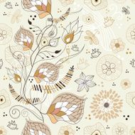 Summer Brown seamless floral pattern