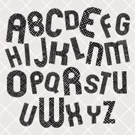 Black and white textured halftone font N2
