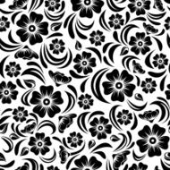Seamless vintage black floral pattern Vector illustration N2