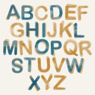 Halftone dots font pixels print texture letters vector
