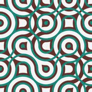 Seamless dark red and turquoise geometric design on white