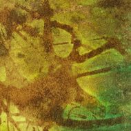Vibrant green and brown textured watercolor ink