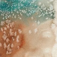 Blue and brown textured background painted with watercolors