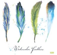 Watercolor set of feathers