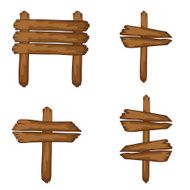 Wooden signboards standing Vector banners isolated