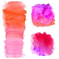 Hand drawm watercolor wash in pink and orange colores