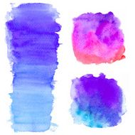Hand drawm watercolor wash in blue and purple colores