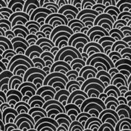 Cute seamless pattern with white doodle waves on black chalkboard N2