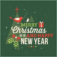 Textured Green Christmas Card with Text and Objects