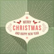 Beige Label with Christmas Greeting on a Green Background