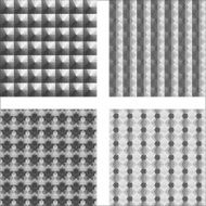 Set of seamless grey 3D patterns with different shapes N2