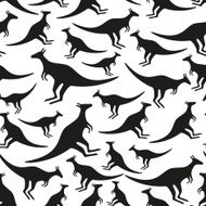 black animal kangaroo seamless vector pattern eps10 N2
