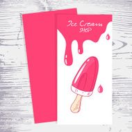 Menu template with hand drawn fruity ice cream Wood background N2