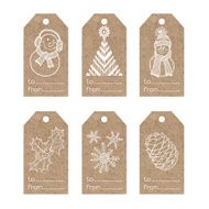 Collection of kraft paper tags with christmas motifs N2
