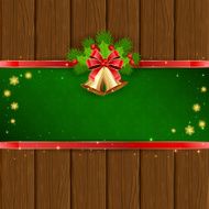 Christmas decorations on wooden background with bells N2