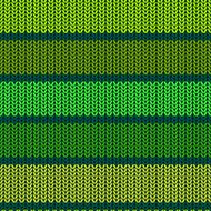 Knitted striped seamless pattern in green and yellow colors&ndash; Illustration N2