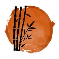 Bamboo trees and watercolor circle