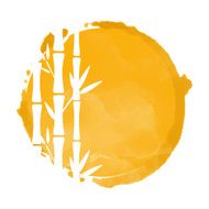 Bamboo trees and yellow watercolor circle