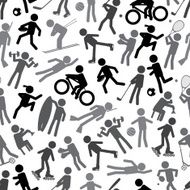 sport silhouettes gray-scale simple icons seamless pattern eps10 N2