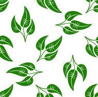 Seamless pattern of green leaves on white N2