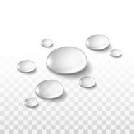 Vector Realistic Water Drops Set Isolated on Transparent