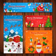 Flat Design Christmas and New Year Greeting Cards Banners