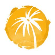 Watercolor circle and palm tree N2