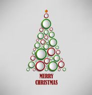 Christmas card with tree of colored circles template