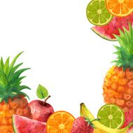 Watercolor fruits berries