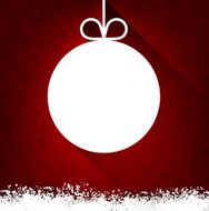 Christmas paper ball on red background