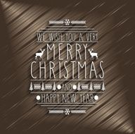 Merry Christmas design greeting card Handwritten text on wooden background
