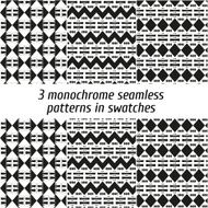 Set of 3 monochrome seamless patterns in swatches N2